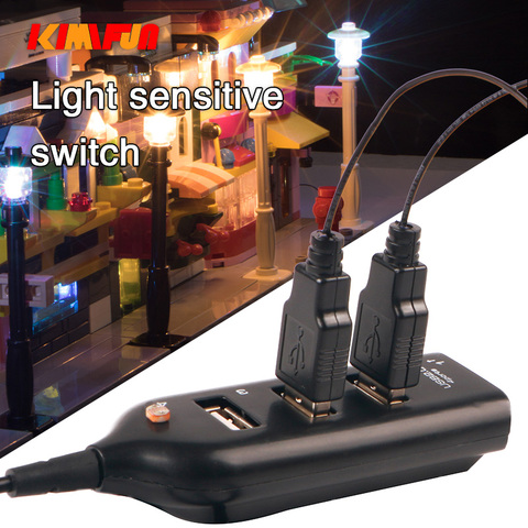 Traffic street light City Building blocks Bricks USB Port  And LED Light Kit USB Hub Light Sensing Auto Switch for lego ► Photo 1/6
