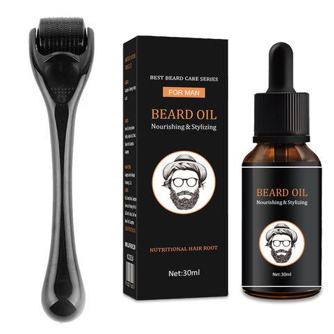 Beard Growth Kit for Facial Hair Growth 30ml Moisturizing Face Beard Oil,Beard Growth Roller to Help You Grow a Beard ► Photo 1/6