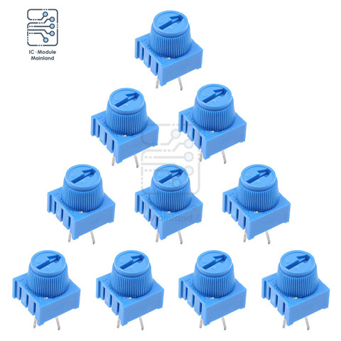 10pcs 3386P-1-103 Trimpot Potentiometer Resistor 10KΩ Ohm 10K with Knob Single Turn Breadboard Trim Potentiometer for Arduino ► Photo 1/5