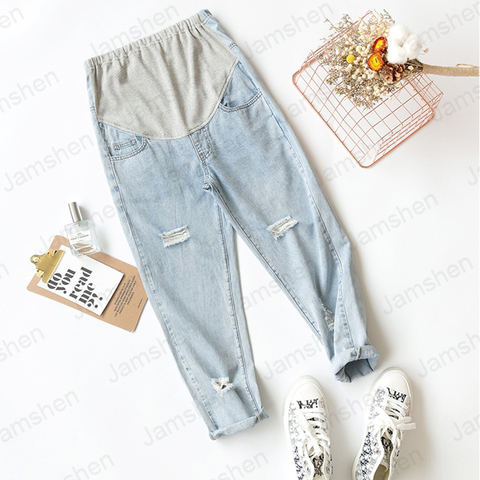 2022 New Maternity Pants Thin Section Stomach Lift Ultra-thin Denim Pants Pregnant Women Jeans for Pregnant Women ► Photo 1/6