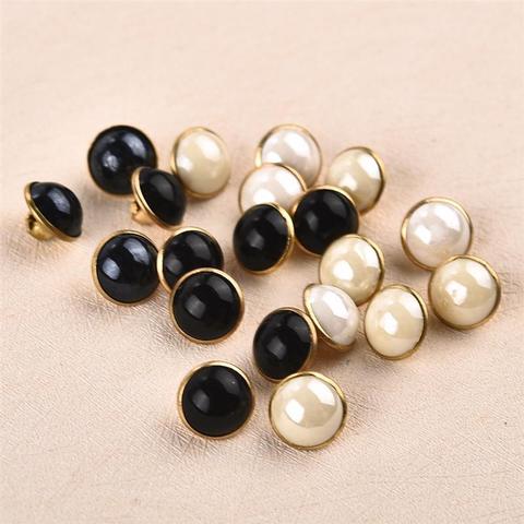 50Pcs/bag Pearl Shank Buttons White Black Color Metal Back 10mm Sewing Buttons Sewing Scrapbooking Garment DIY Decoration ► Photo 1/6