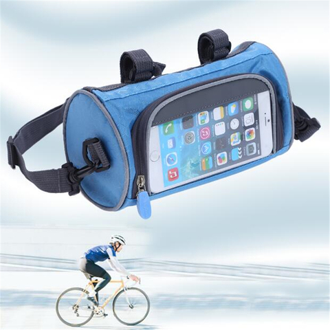 Mountain Bike Bicycle Bags Panniers Touch Screen Cycling Phone Bag Case Road Bike Front Tube Handlebar Cylinder Bag ► Photo 1/6