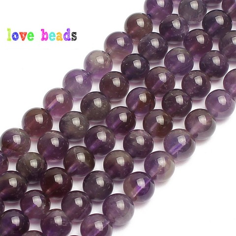 Natural Stone Beads Amethysts Purple Crystal Round Loose Beads For Jewelry Making 15.5