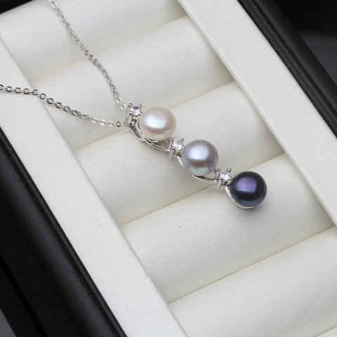 2022 Fashion Freshwater Natural Black Pearl Pendant Women,Wedding White 925 Sterling Silver Necklace Fine Jewelry ► Photo 1/6