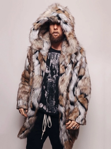 Winter Faux Fur Coat Winter MenThick Hooded Fluffy Long Sleeve Warm Outerwear Luxury Fox Fur Jacket Long Sleeve Bontjas Mens ► Photo 1/6