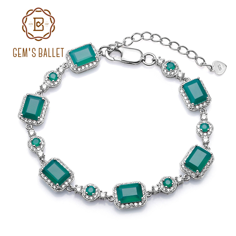 Gem's Ballet 10.04Ct Gemstone Fashion Natural Green Agate Bracelets For Women 925 Sterling Silver Bangles Fine Jewelry ► Photo 1/6