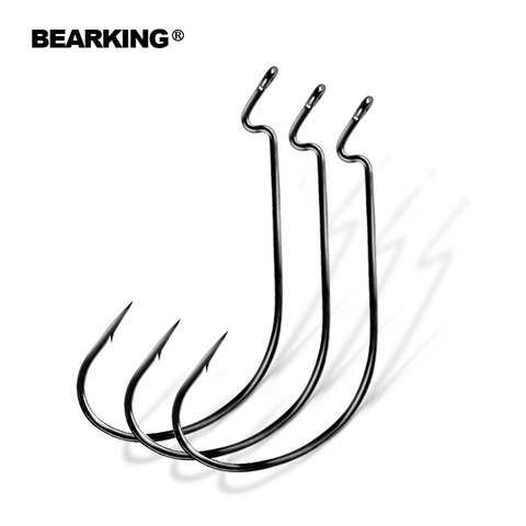 BEARKING 50pcs Per Set Fishing Soft Worm Hooks High Carbon Steel Wide Super Lock Fishhooks Soft Lure Jerk Hooks Bait Tackle ► Photo 1/6