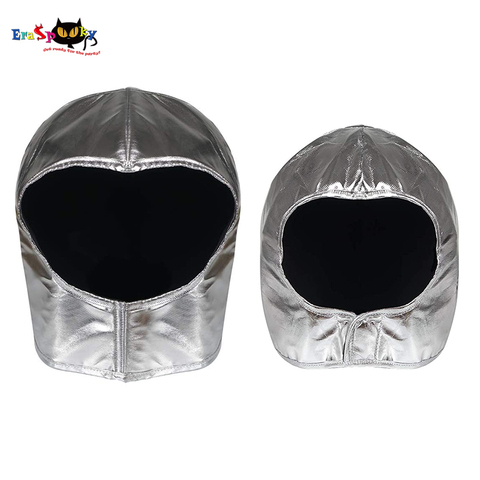 Eraspooky Adult Kids Silver Astronaut Helmet Costume  Spaceman Headgear Accessory Carnival Party Headwear Halloween ► Photo 1/5