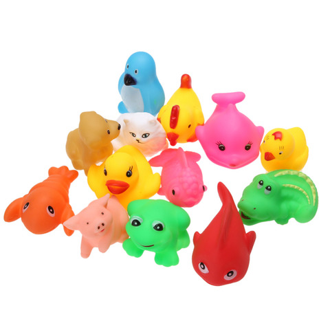 12pcs Cute Soft Baby Bath Toys Rubber Duck Animal Float Squeeze Sound Mini Wash   Kids Educational  WJ090 ► Photo 1/5