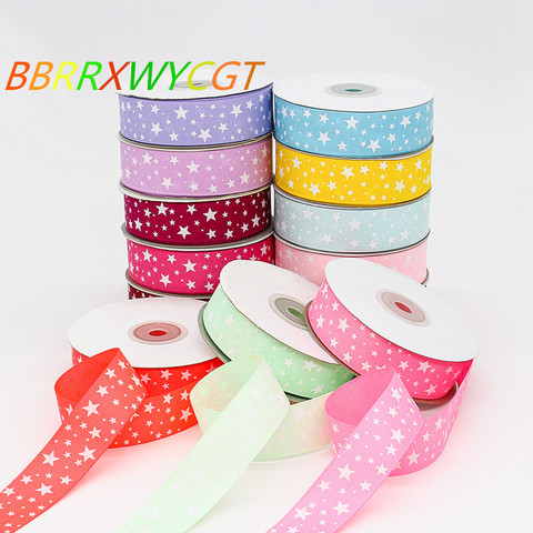 Hot Selling 5yards 15mm 20mm 25mm 38mm Grosgrain Ribbon Printed Stars for Christmas Wedding Decoration DIY Sewing Handmand Craft ► Photo 1/5