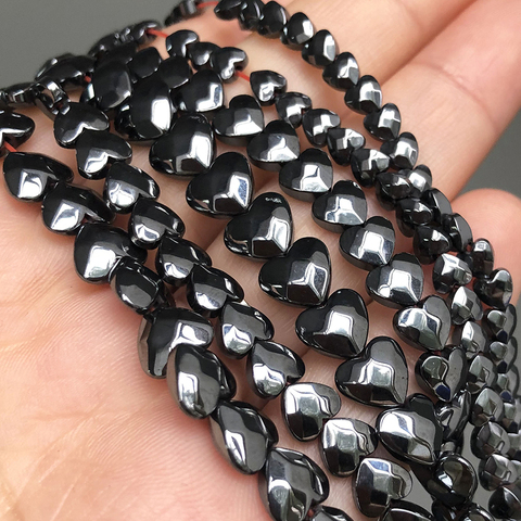 Natural Faceted Heart Black Hematite Stone Beads Love Loose Spacer Beads For Jewelry Making Diy Bracelet Necklace Accessories ► Photo 1/3