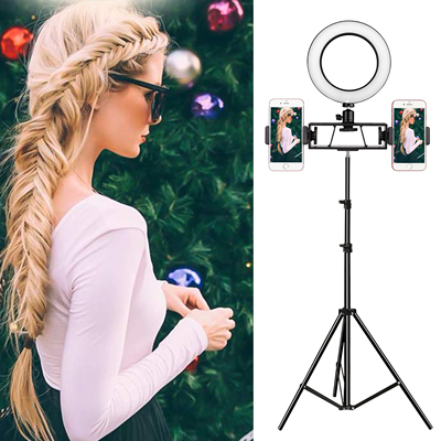 Photography Dimmable LED Selfie Ring Light Youtube Video Live Photo Studio white warm Light With Phone Holder USB Plug Tripod ► Photo 1/6