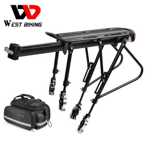 WEST BIKING Bike Carrier Rack Bike Luggage Bag Set Stand Aluminum + Steel Cycling Cargo Racks 140 KG Load-bearing Bicycle Racks ► Photo 1/6