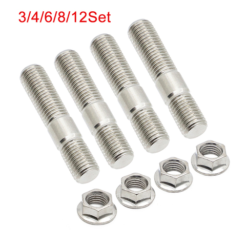 10mm Exhaust Studs & Serrated Nuts M10x1.25 Manifold Flange Studs Bolts Nuts Screws Stainless Steel For Toyota Nissan Honda ► Photo 1/6