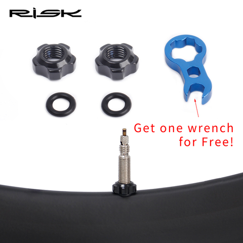 RISK 2pcs Bicycle Valve Nut With 3 in 1 Valve Core Wrench Waterproof Washer Aluminum MTB Road Bike Presta Valve Protection Caps ► Photo 1/6