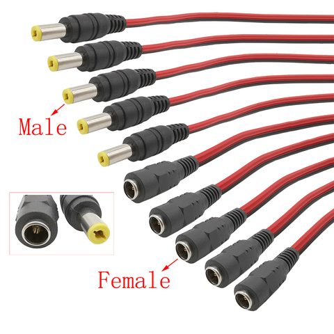 5.5x2.1mm DC Power Pigtail Cable Connector 27CM 12V 5A DC Power Male Plug & Female Jack Cable Adapter for CCTV Security Camera ► Photo 1/5