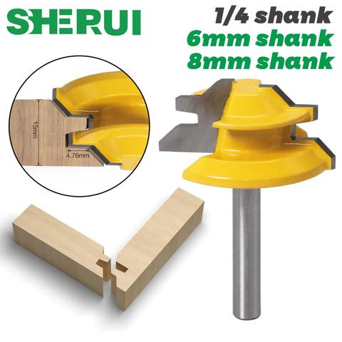 1Pc 45 Degree Lock Miter Router Bit 6mm 1/4