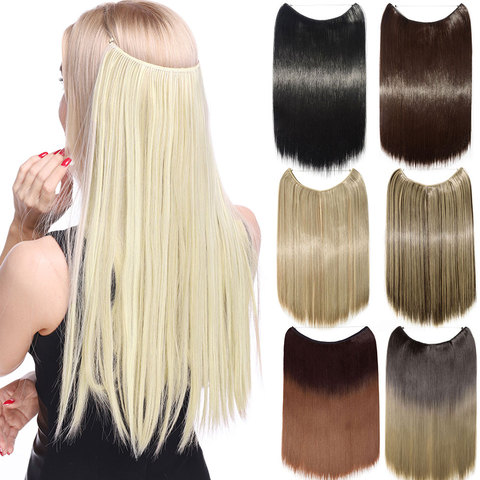 S-noilite 32colors Invisible Wire Halo Hair Extension Clip In False Hair Hairpieces Synthetic Hair Extensions For Women ► Photo 1/6