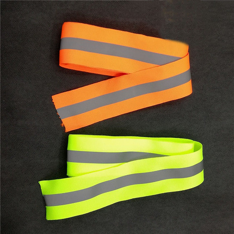 3 meter Luminous stripe Ribbon Reflective Webbing Weaving Piping Taps Fabric safety Clothing sewing accessories lime/Orange ► Photo 1/6