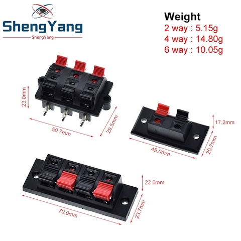 ShengYang 1PCS 2 4 6  Way Spring Push Release Connector Speaker Terminal Strip Block ► Photo 1/6