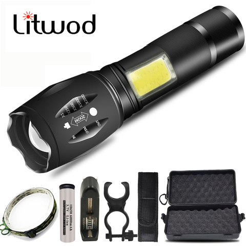 Led Flashlight High Quality XM-L T6 & COB Zoomable 4 Modes Torch 18650 Battery Aluminum Lantern for Bike Camping Dropshipping ► Photo 1/6