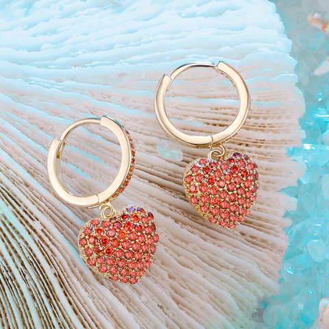 New CZ Heart Drop Hoop Earrings for Woman Luxury Famous Brand Rhinestone Pendant Copper Hook Earring Fashion Vlentine's Day Gift ► Photo 1/6