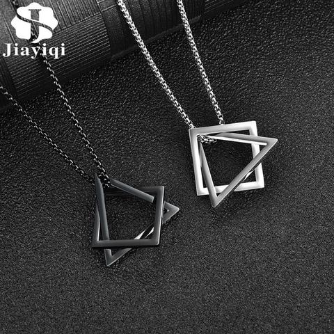 Fashion Simple Pendant Necklace for Men Women Stainless Steel Geometric Interlocking Chain Choker Male Jewelry Accessories Gifts ► Photo 1/6