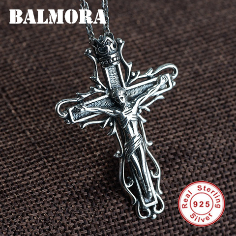 BALMORA 925 Sterling Silver Cross Pendant for Women Men Gift Fashion Punk Style Christian Jewelry Accessories Without a Chain ► Photo 1/6