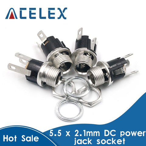 10Pcs 5.5 x 2.1mm DC Power Supply Jack Socket Female Panel Mount 3-Pin Electrical Socket Connector ► Photo 1/6