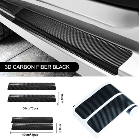 Universal 4pcs 3D Carbon Fiber Scuff Plate Door Sill Panel Protector Car Door Anti Scratch Sill Stickers For Car Accessories ► Photo 1/6