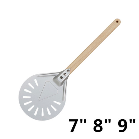 7 8 9 inch Perforated Pizza Turning Peel Pizza Shovel Aluminum Pizza Peel Paddle Short Pizza Tool Non Slip wooden Handle ► Photo 1/5