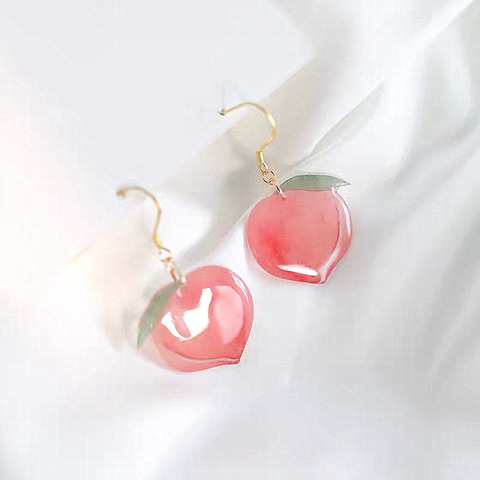 2022 New Arrival Korean Acrylic Trendy Pink Peach Drop Earrings For Women Girls Cute Sweet Jewelry Gift Fashion Fruit Oorbellen ► Photo 1/6
