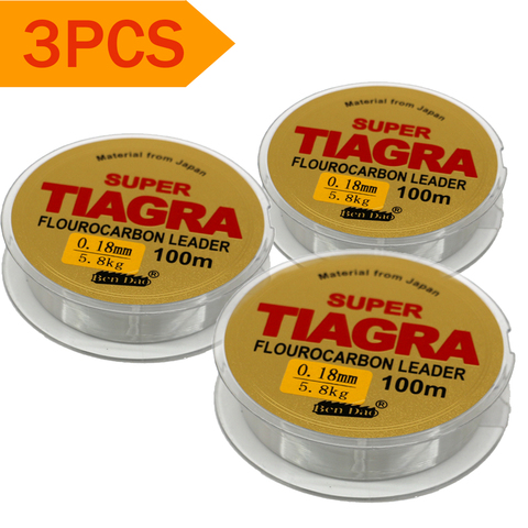 3PCS Fishing Line Fluorocarbon Coated Leader Line Nylon Strong