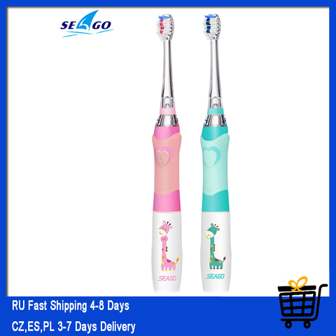 SEAGO Children Sonic Electric Toothbrush for 3-12 Ages Battery LED Sonic Kids Tooth brush Smart Timer Replacement Brush Heads ► Photo 1/6