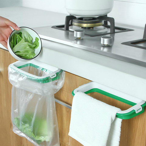 Garbage Bag Holder Kitchen Cabinet Door Garbage Trash Bags Bracket Rack Waste Bin Garbage Rack Tools Storage Holders Trash Racks ► Photo 1/6