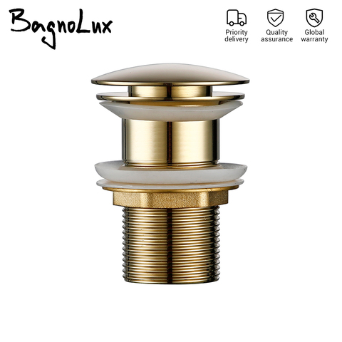 Bagnolux Polished Gold Basin Sink Drainer Corrosion Resistant Easy To Clean Pop Up Button Round Hole Bathroom Hotel Drainer ► Photo 1/6