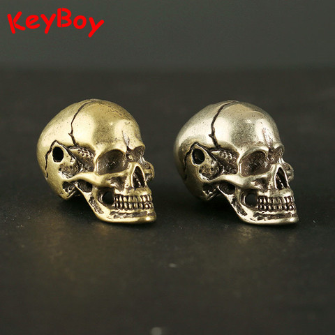 White Brass Copper Punk Men Skull Head Keychains Pendant Metal Key Chain Ring Fob Charms Bronze Skeleton DIY Keyring Accessories ► Photo 1/6