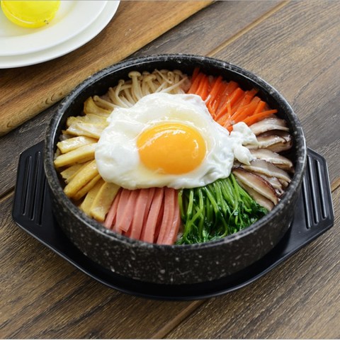 Maifan Stone Pattern Korean Stone Pot Fish Stone Pot Bibimbap Special Ceramic Casserole To Send Tray Baking Pot kitchen Supplies ► Photo 1/5