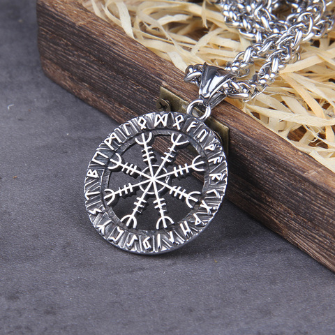 Guidepost Compass Necklace Talisman Viking Elder Futhark Pendant Valknut Pagan Amulet Vegvisir Scandinavian Norse Gift ► Photo 1/1