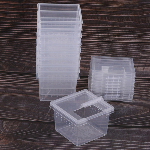 10x Feeding Box Reptile Cage Hatching Container Rearing Tank Clear Reptile Vivarium Terrarium Insect Rearing Box Food Feeding Bo ► Photo 1/6