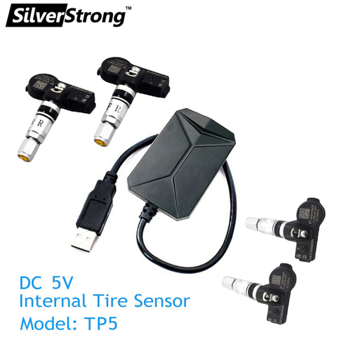 SilverStrong TPMS USB Tire Alarm Auto Tire Pressure Monitoring System 4 Tire Sensors Temperature for Android Car DVD ► Photo 1/6