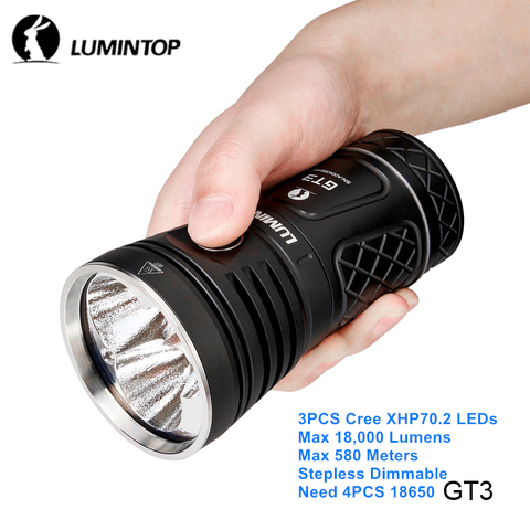 Lumintop GT3 XHP70.2 LED Powerful Camping 18650 Torch 18000 Lumens 580 Meters Long Range Waterproof Stepless Dimmable Flashlight ► Photo 1/6