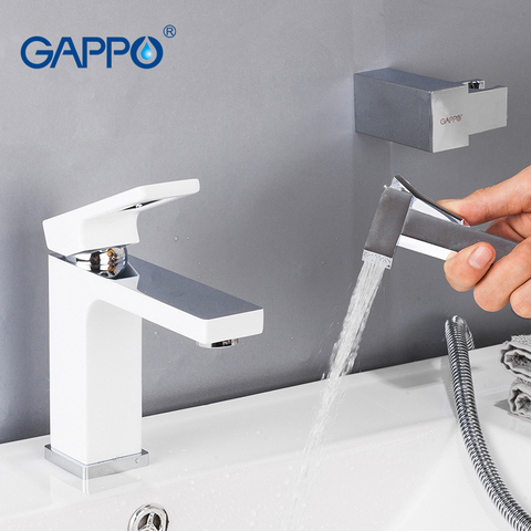 GAPPO Basin Faucet With bidet faucet brass bathroom mixer taps torneira White Chrome Bathroom Sink mixers  hot cold faucet ► Photo 1/4