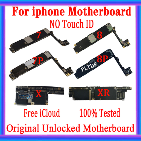 Without Touch ID For iphone 7 7 Plus 8 8 Plus Motherboard,Full Working Unlocked Logic Board For iPhone X Logic board NO Face ID ► Photo 1/1