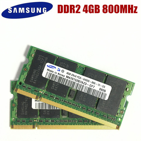 Samsung Laptop memory 4GB PC2-6400S 5300S DDR2 800 667 MHz Notebook RAM 4G 800 667 5300S 6400S 4G 200-pin SO-DIMM ► Photo 1/2