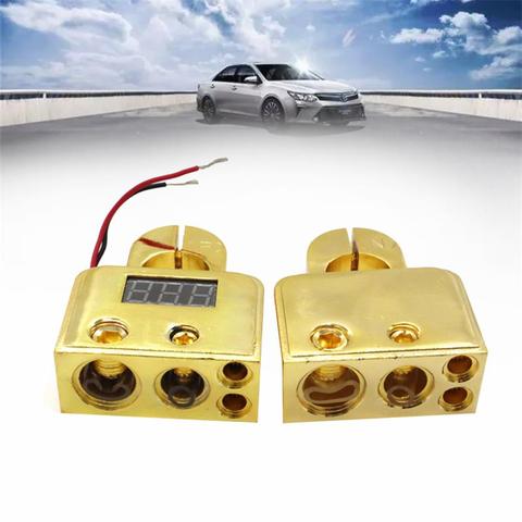 12V Gold Digital Display Positive Negative Car Battery Terminal Connector Clamp Battery Terminal Connector  Car Accessories ► Photo 1/6