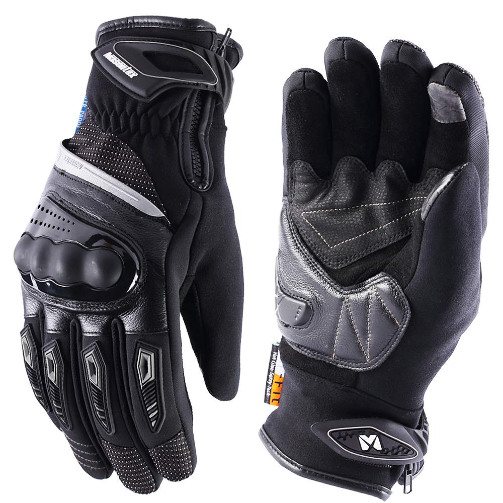 Waterproof Motorbike Motorcycle Gloves Real Leather Winter Warm Thermal Armoured 