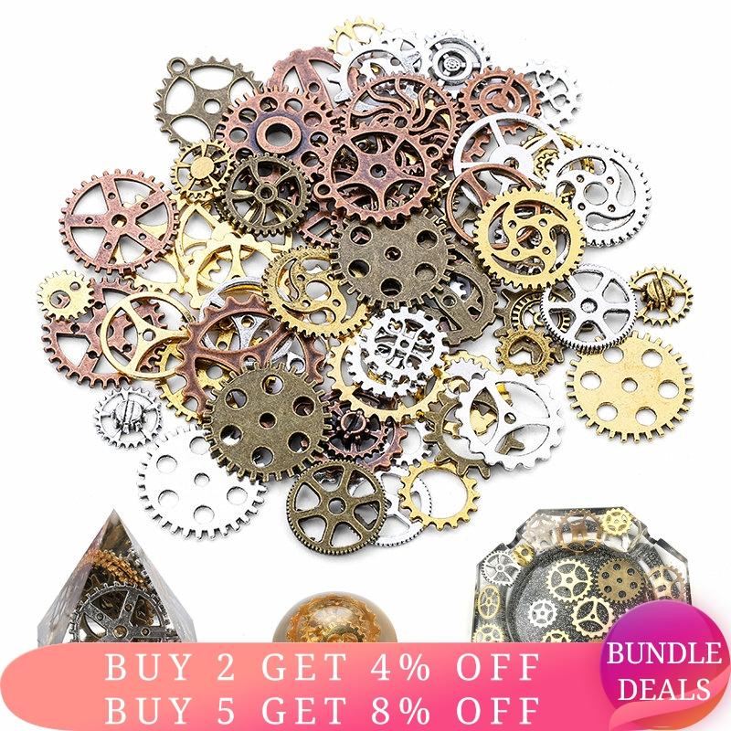 100g/lot Silver Gold Color Zinc alloy Epoxy filling Material UV Resin Gear Jewelry Filling Gearwheel Fit Jewelry Making DIY ► Photo 1/6