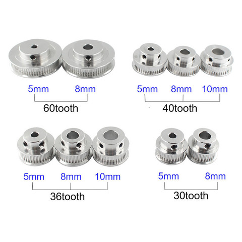 GT2 Timing Pulley Width 6mm 30 36 40 60 Tooth Wheel Bore 5mm 8mm Aluminum Gear Teeth 2GT 3D Printer Parts ► Photo 1/6
