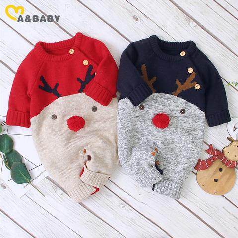 Ma&Baby 0-18M Christmas Baby Clothes Newborn Infant Boy Girl Deer Romper Knitted Warm Jumpsuit Xmas Baby Costumes Clothes ► Photo 1/6